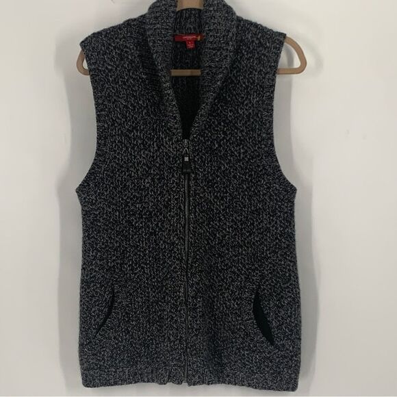Liz Claiborne Size L Thick Gray Cashmere Blend Zipper Front Sweater Vest - Picture 1 of 10